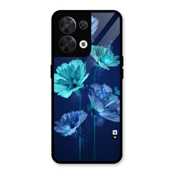 Water Flowers Glass Back Case for Oppo Reno8 5G