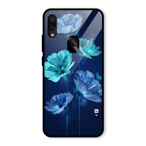 Water Flowers Glass Back Case for Redmi Note 7