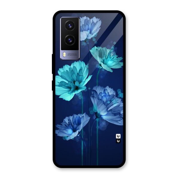 Water Flowers Glass Back Case for Vivo V21e 5G