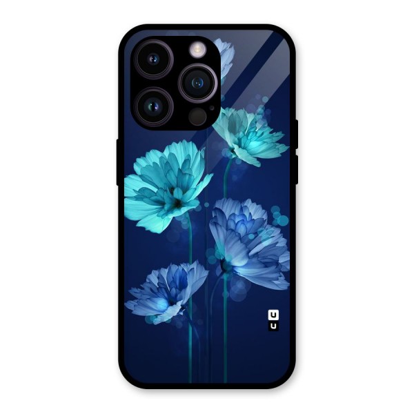 Water Flowers Glass Back Case for iPhone 14 Pro