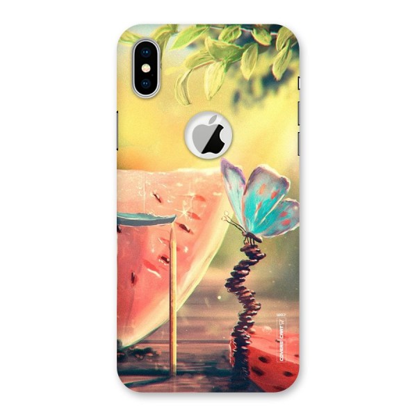 Watermelon Butterfly Back Case for iPhone XS Logo Cut