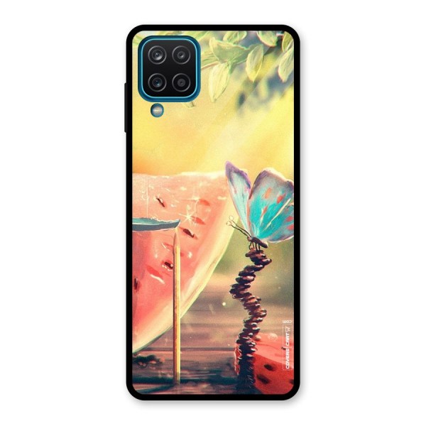 Watermelon Butterfly Glass Back Case for Galaxy A12