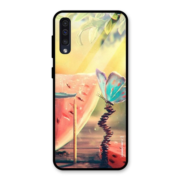 Watermelon Butterfly Glass Back Case for Galaxy A50s