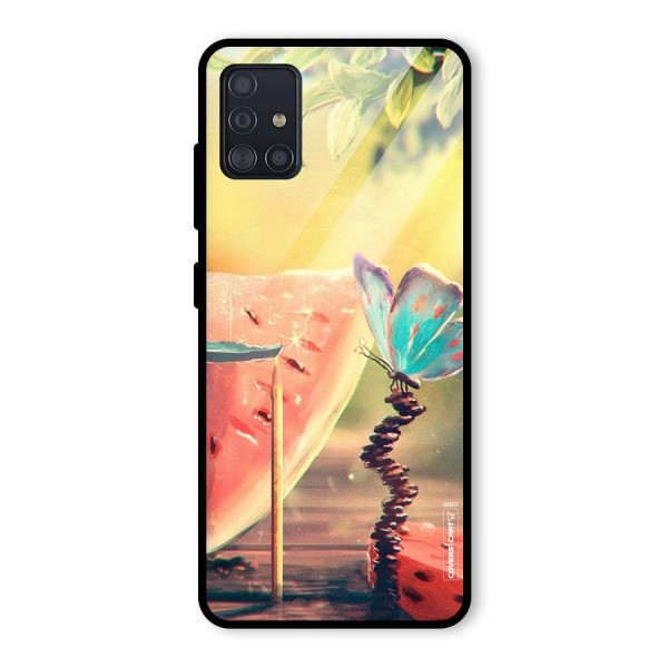 Watermelon Butterfly Glass Back Case for Galaxy A51