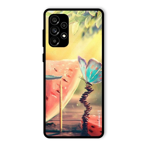 Watermelon Butterfly Glass Back Case for Galaxy A73 5G