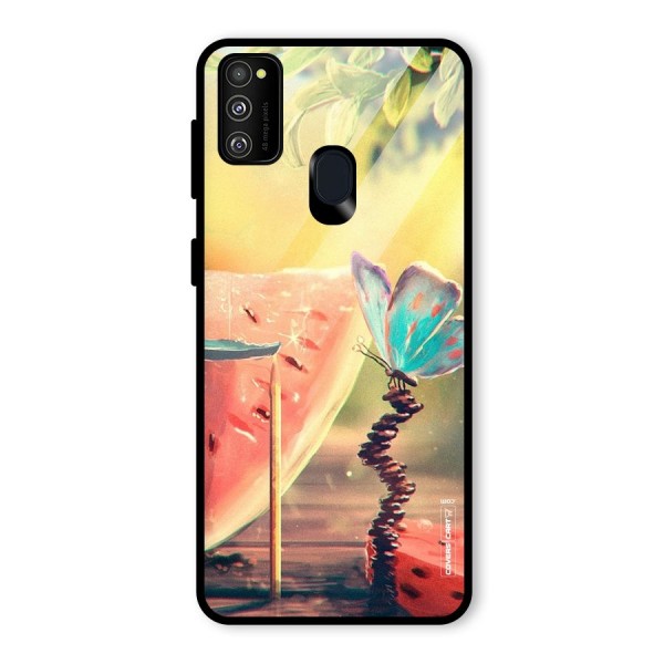 Watermelon Butterfly Glass Back Case for Galaxy M21