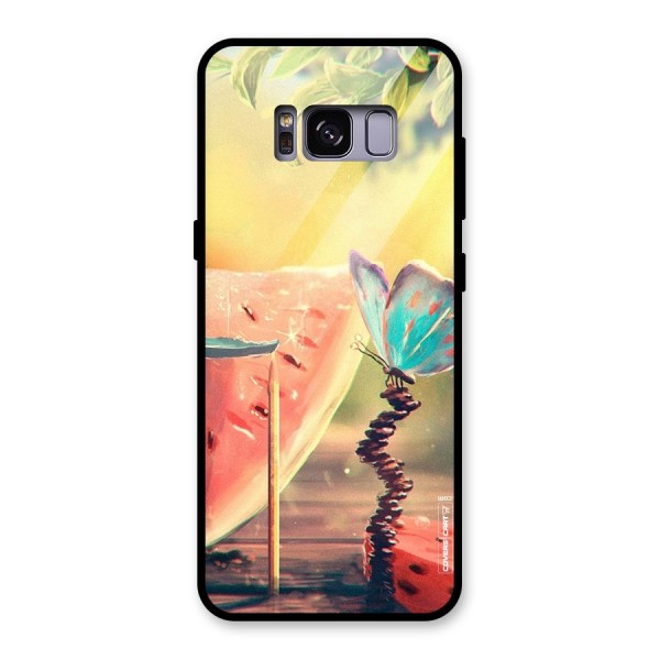 Watermelon Butterfly Glass Back Case for Galaxy S8