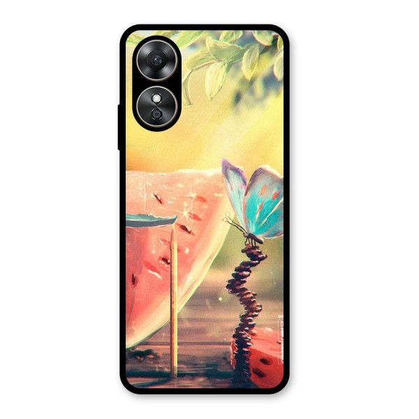 Watermelon Butterfly Glass Back Case for Oppo A17