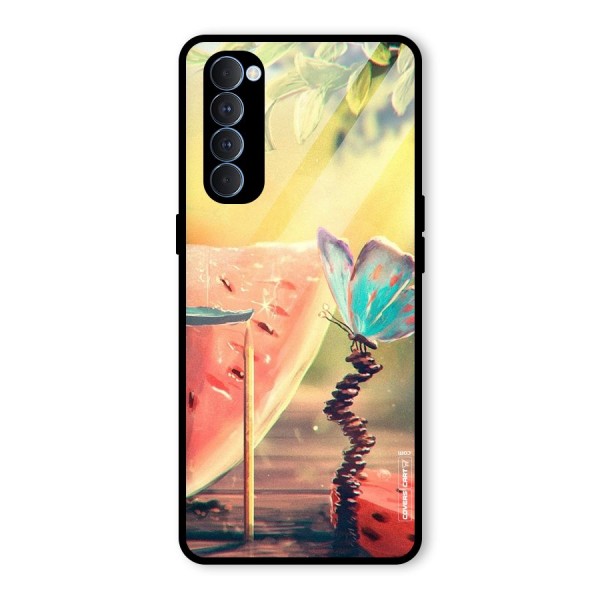 Watermelon Butterfly Glass Back Case for Oppo Reno4 Pro