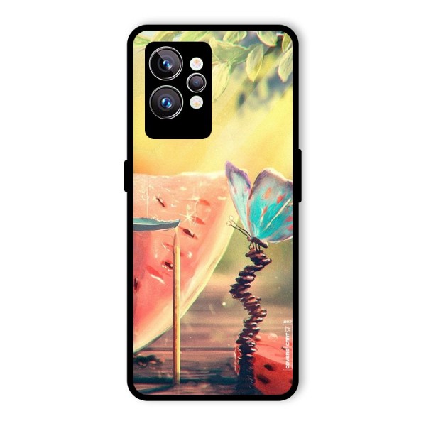 Watermelon Butterfly Glass Back Case for Realme GT2 Pro