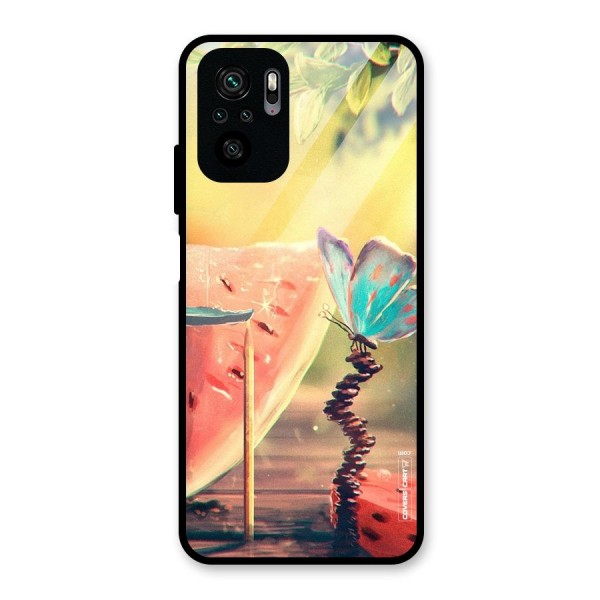 Watermelon Butterfly Glass Back Case for Redmi Note 10