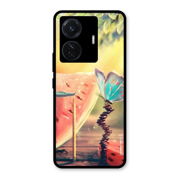 Watermelon Butterfly Glass Back Case for Vivo T1 Pro