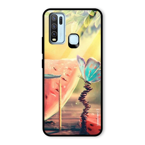 Watermelon Butterfly Glass Back Case for Vivo Y30