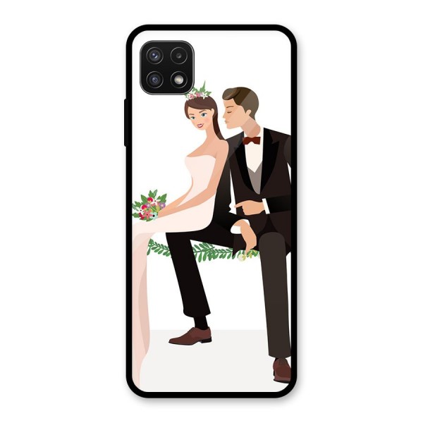 Wedding Couple Glass Back Case for Galaxy A22 5G