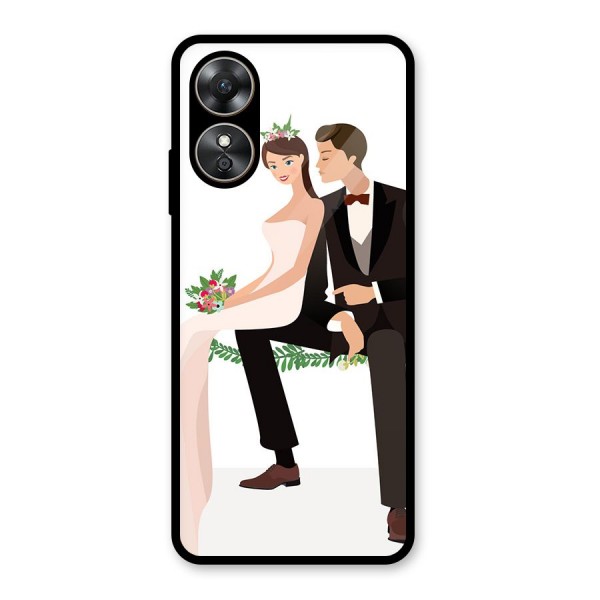 Wedding Couple Glass Back Case for Oppo A17