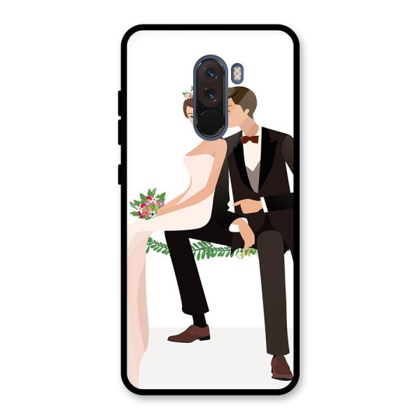 Wedding Couple Glass Back Case for Poco F1