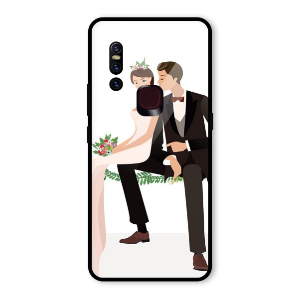 Wedding Couple Glass Back Case for Vivo V15