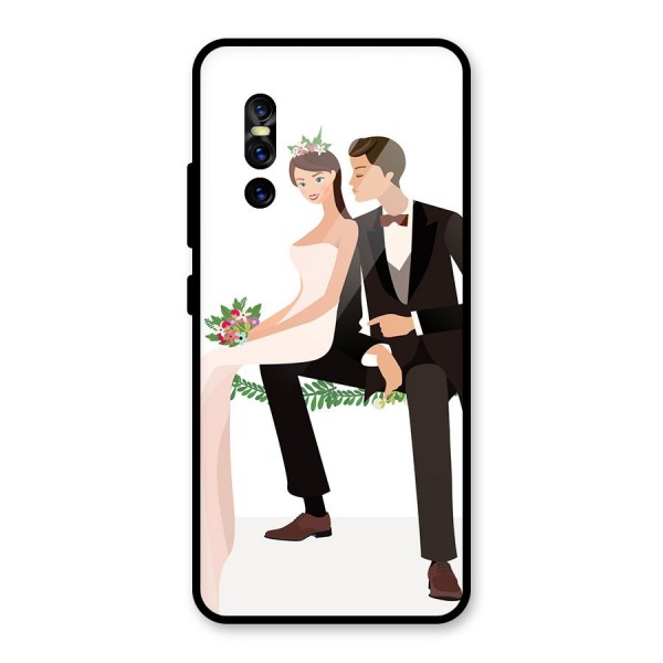 Wedding Couple Glass Back Case for Vivo V15 Pro