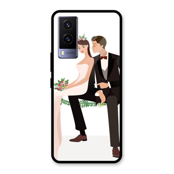 Wedding Couple Glass Back Case for Vivo V21e 5G