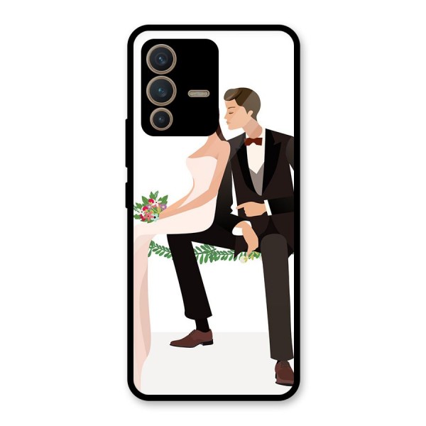 Wedding Couple Glass Back Case for Vivo V23 5G