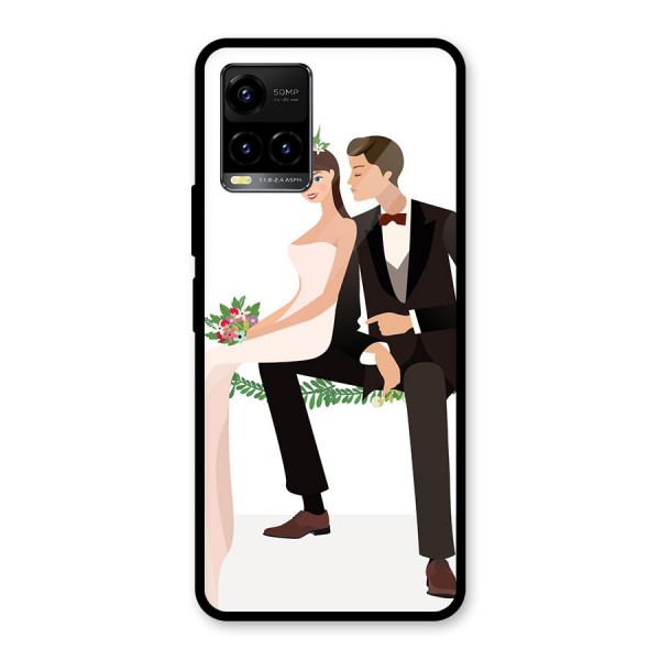 Wedding Couple Glass Back Case for Vivo Y21 2021