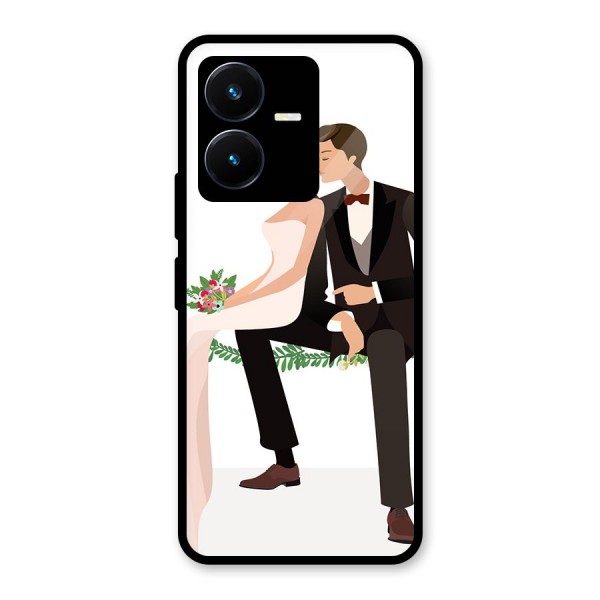 Wedding Couple Glass Back Case for Vivo Y22