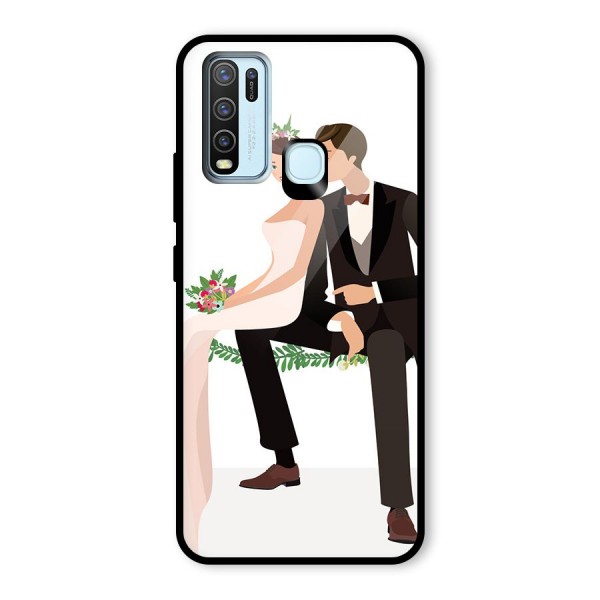 Wedding Couple Glass Back Case for Vivo Y30