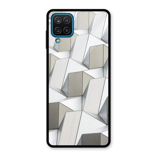 White Abstract Art Glass Back Case for Galaxy A12