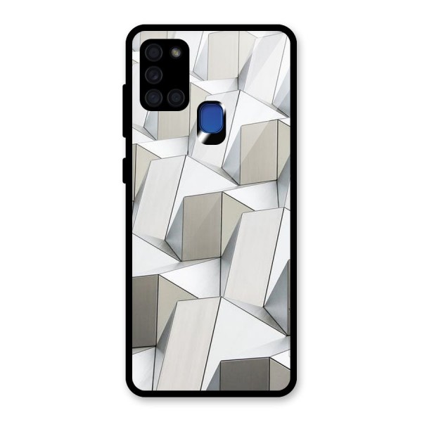 White Abstract Art Glass Back Case for Galaxy A21s