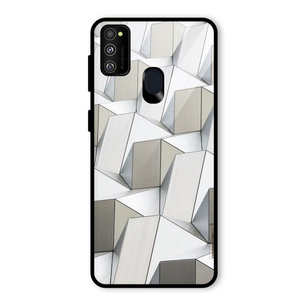 White Abstract Art Glass Back Case for Galaxy M21