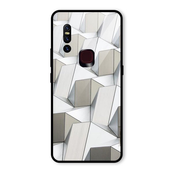 White Abstract Art Glass Back Case for Vivo V15