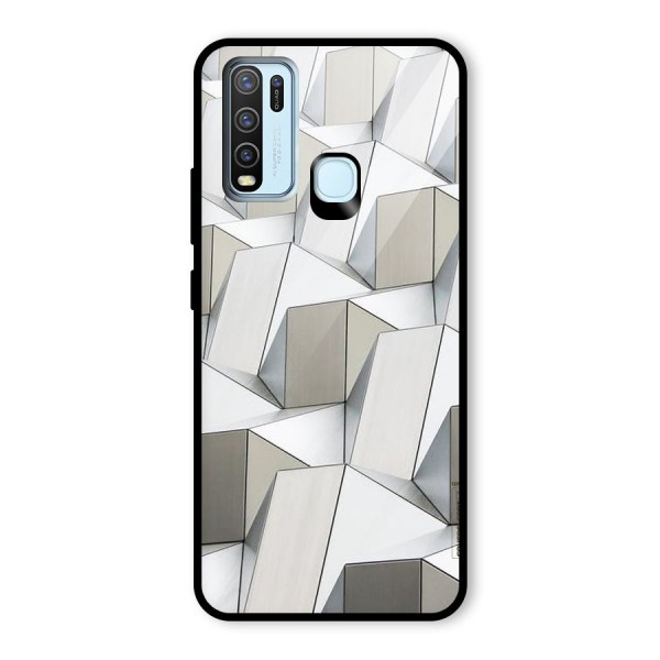 White Abstract Art Glass Back Case for Vivo Y30