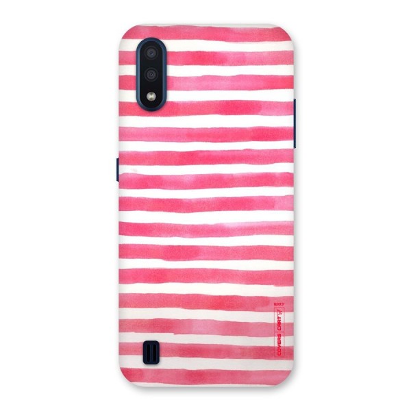 White And Pink Stripes Back Case for Galaxy M01