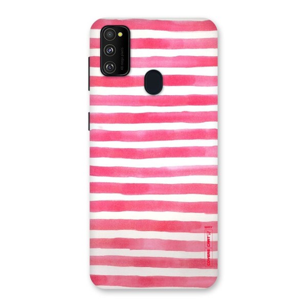 White And Pink Stripes Back Case for Galaxy M21