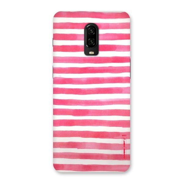 White And Pink Stripes Back Case for OnePlus 6T