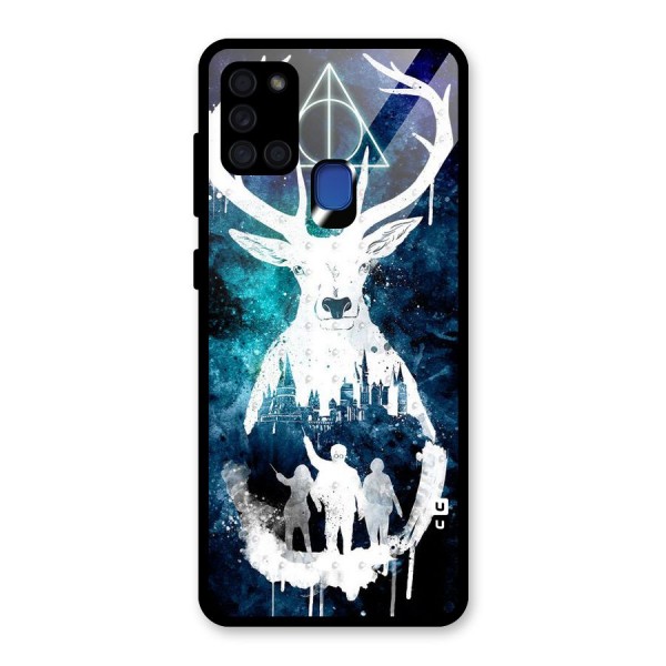 White Deer Glass Back Case for Galaxy A21s