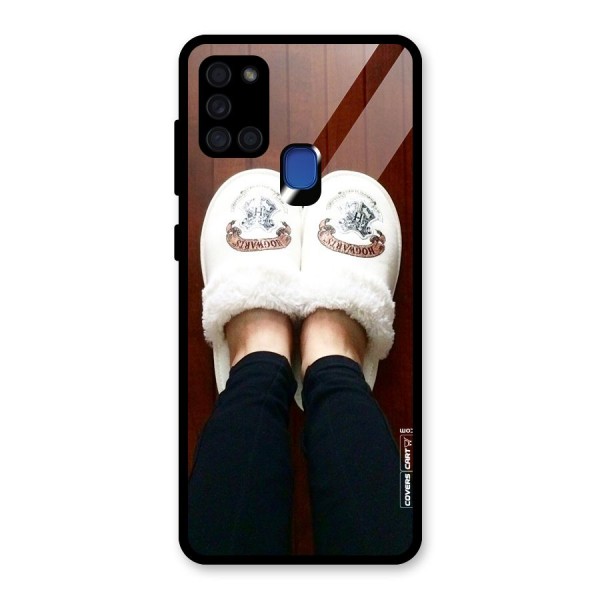 White Feets Glass Back Case for Galaxy A21s