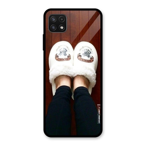 White Feets Glass Back Case for Galaxy A22 5G