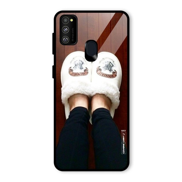 White Feets Glass Back Case for Galaxy M21