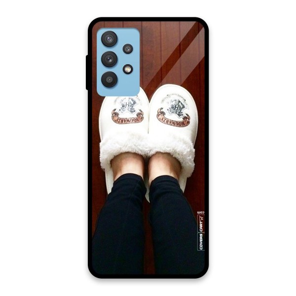 White Feets Glass Back Case for Galaxy M32 5G