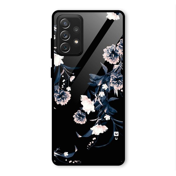 White Flora Glass Back Case for Galaxy A72