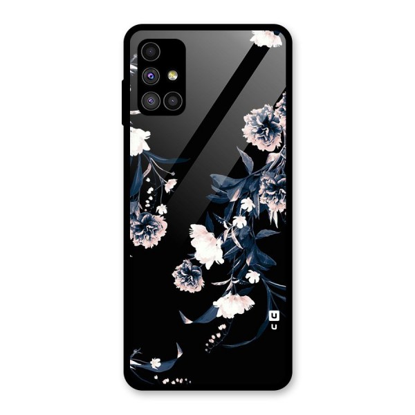 White Flora Glass Back Case for Galaxy M51