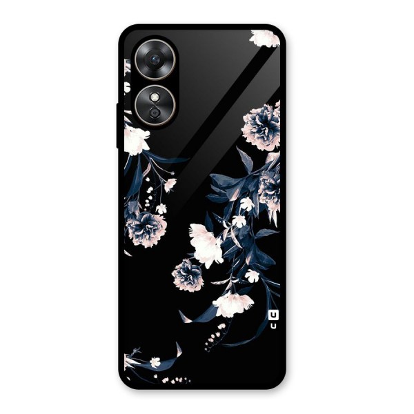 White Flora Glass Back Case for Oppo A17