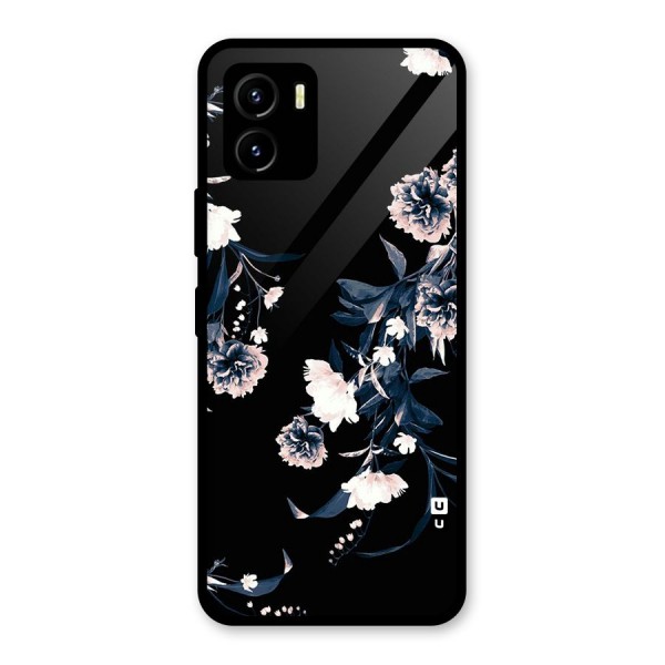 White Flora Glass Back Case for Vivo Y15s