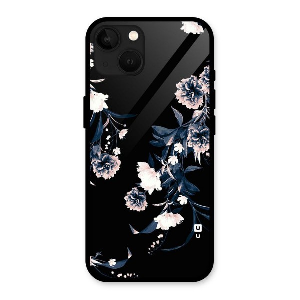 White Flora Glass Back Case for iPhone 13