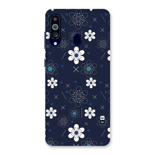 White Floral Shapes Back Case for Galaxy A60