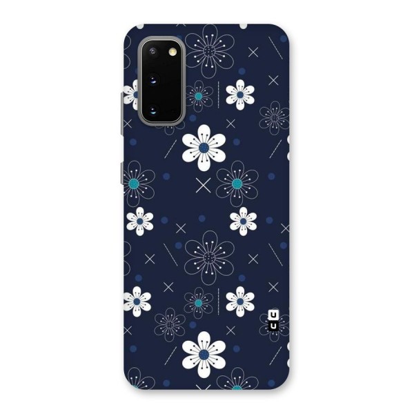 White Floral Shapes Back Case for Galaxy S20