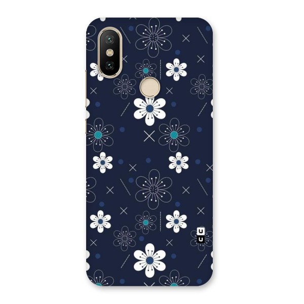 White Floral Shapes Back Case for Mi A2