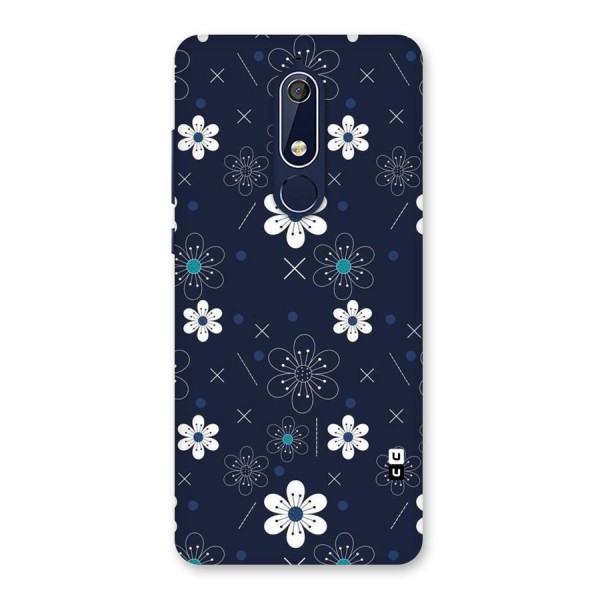 White Floral Shapes Back Case for Nokia 5.1