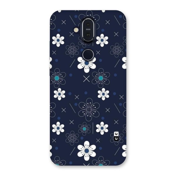 White Floral Shapes Back Case for Nokia 8.1